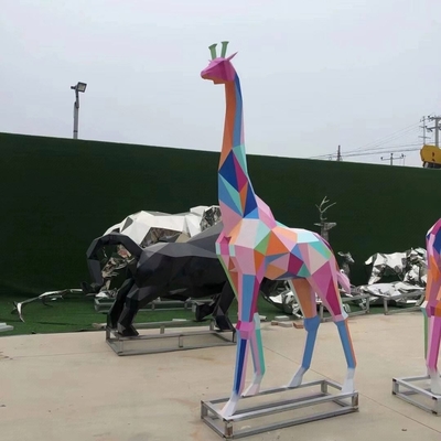 FRP Colorful Giraffe Sculpture To Figure Custom 300CM