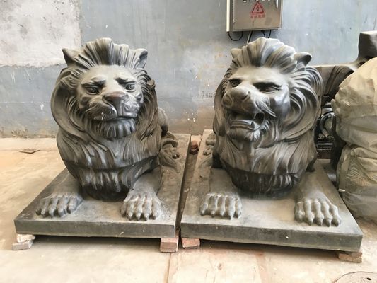 Entrance Outdoor Metal Sculpture Cast Bronze Metal Lion Statue
