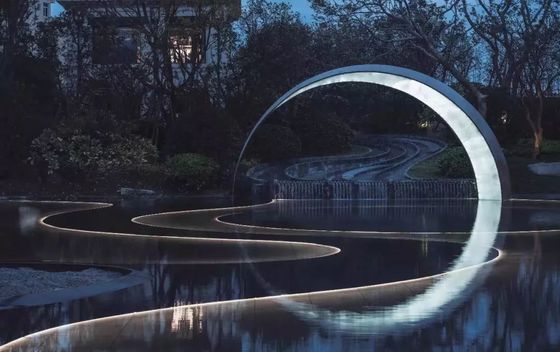 Waterscape Large Metal Art Sculptures , Pool LED Lights Stainless Steel Statue