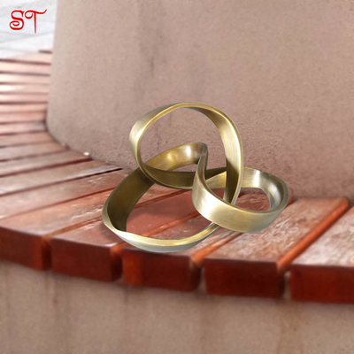 Golden Silk Ribbon Resin Statue Abstract Home Accessories Decorative Metal Gifts Ornament Landscape Art Indoor Statues