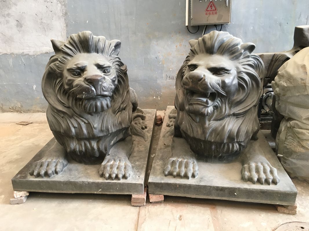 Entrance Outdoor Metal Sculpture Cast Bronze Metal Lion Statue