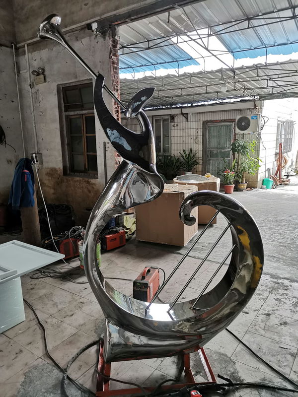 Abstract Stainless Steel Garden Sculptures Floor Metal Landscape Sculpture